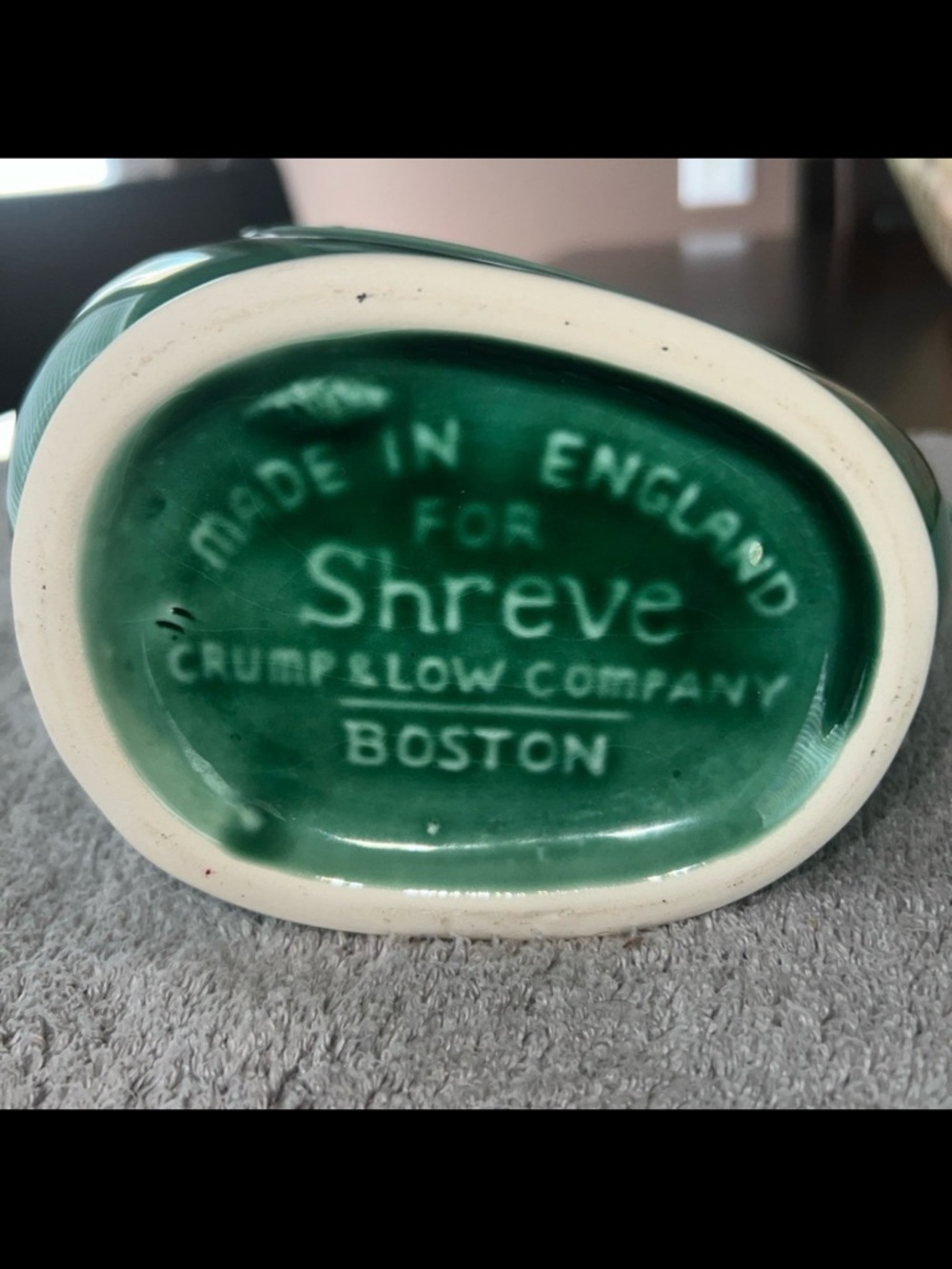 VNTG SHREVE CRUMP & LOW GURGLING COD FISH GLOSSY GREEN PITCHER//MADE IN ENGLAND - Picture 5 of 8